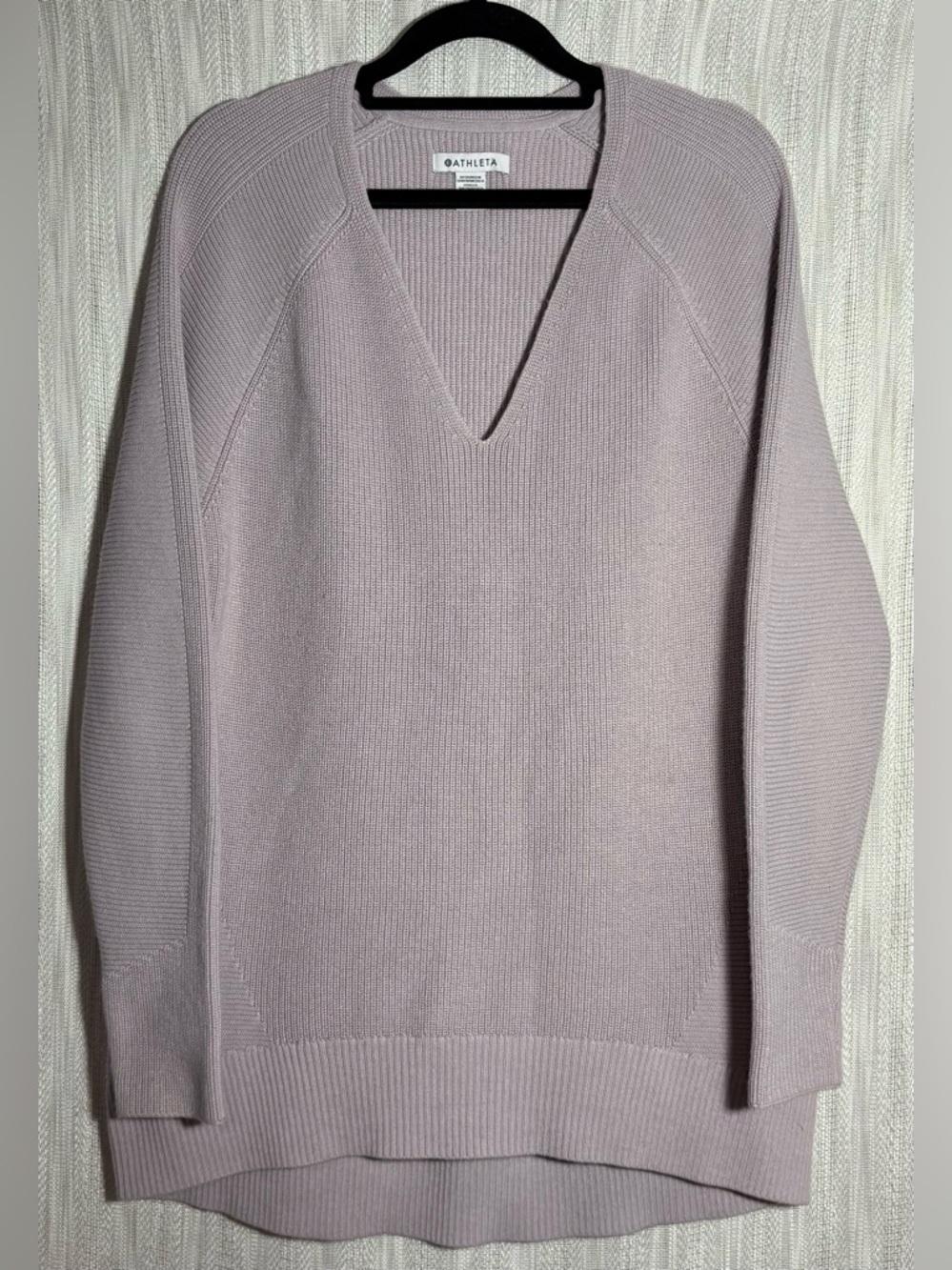 Athleta Lavender V-Neck Ribbed Knit Sweater